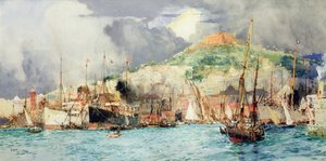 Embarcaciones en Nápoles de Charles Edward Dixon